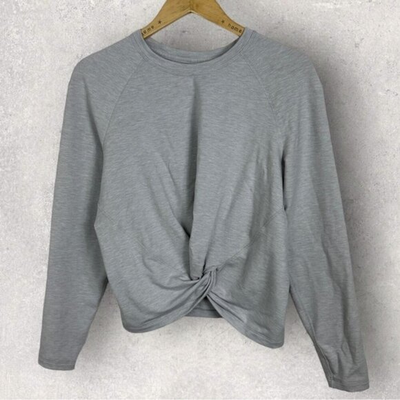 Lululemon Tuck & Gather Pullover Sweater Heather Grey Size 8 Crewneck Sweater - Picture 2 of 11